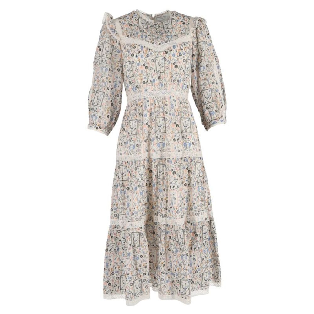 Vilshenko Gardenia Printed Midi Dress in Multicolor Cotton